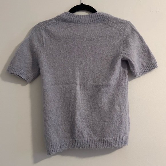 Everlane Alpaca Wool Blend Soft periwinkle blue Knit Top Short Sleeve Sweater - Picture 6 of 8